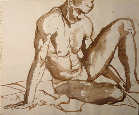Philip Pearlstein, Leaning Male Model, n/d