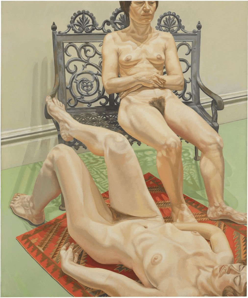 Philip Pearlstein, Two Female Models with Cast Iron Bench, 1971