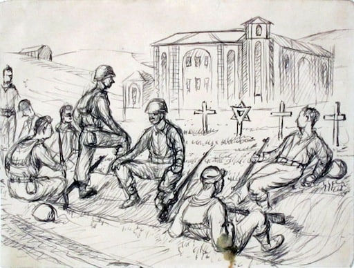 Philip Pearlstein, Resting Near Rome (Cemetary), 1944