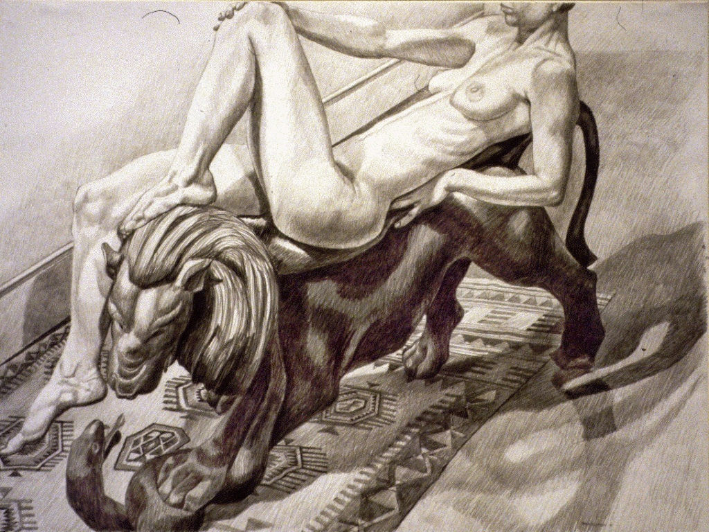 Philip Pearlstein, Female Reclining on Lion, 1992