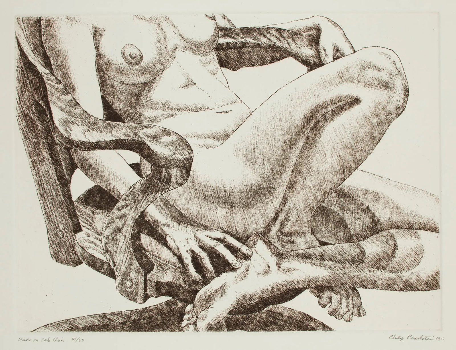 Philip Pearlstein, Nude on Oak Chair, 1978