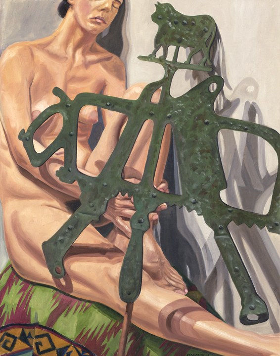 Philip Pearlstein, Model with Old Iron Butcher Sign, 2003