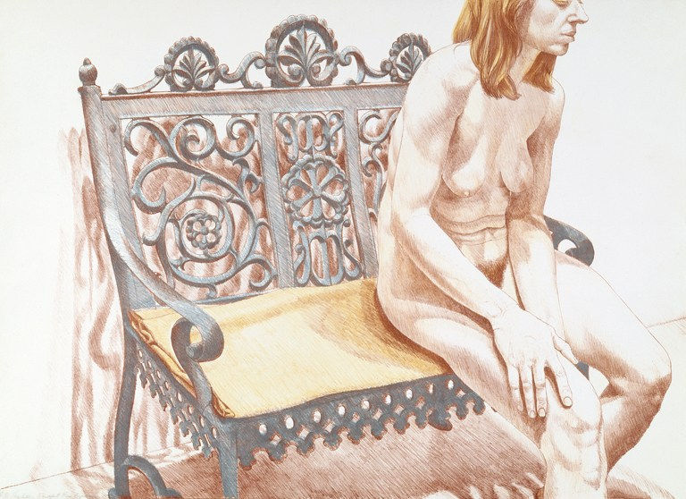 Philip Pearlstein, Girl on Iron Bench, 1974