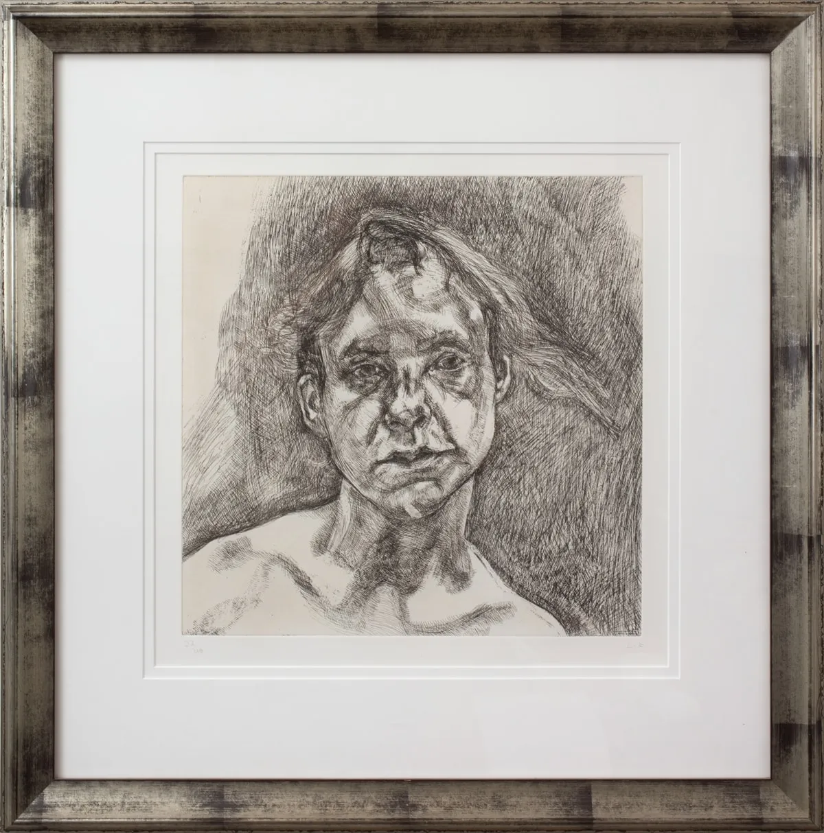 etching portrait by Lucian Freud
