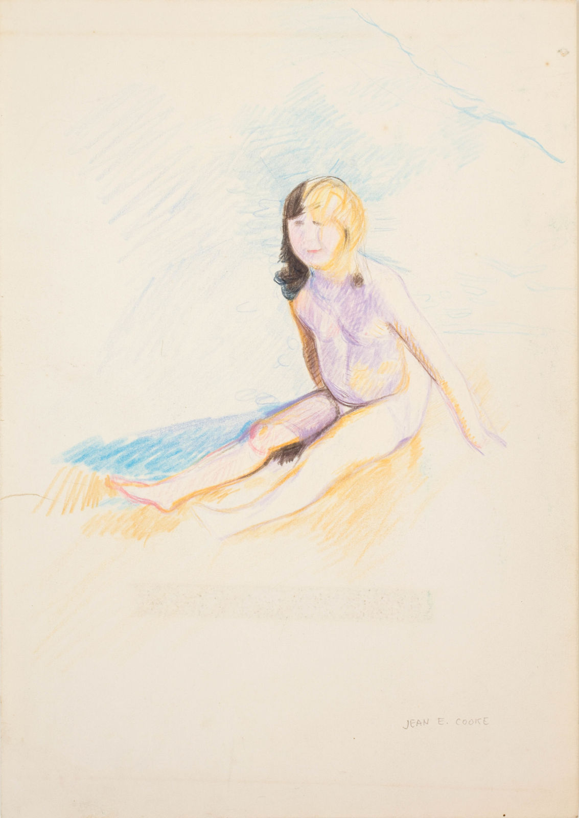 Jean Cooke, Child sitting on the beach, 1975, c.