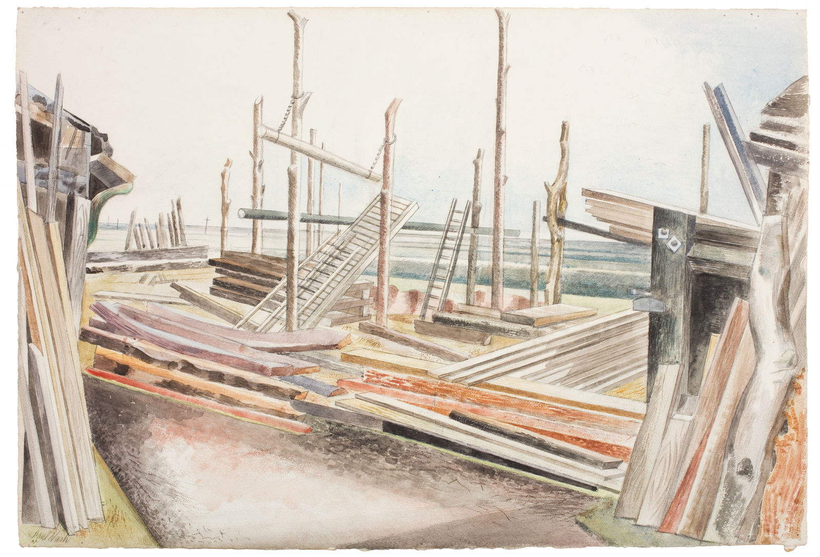 Paul Nash, Shipyard at Rye, 1931