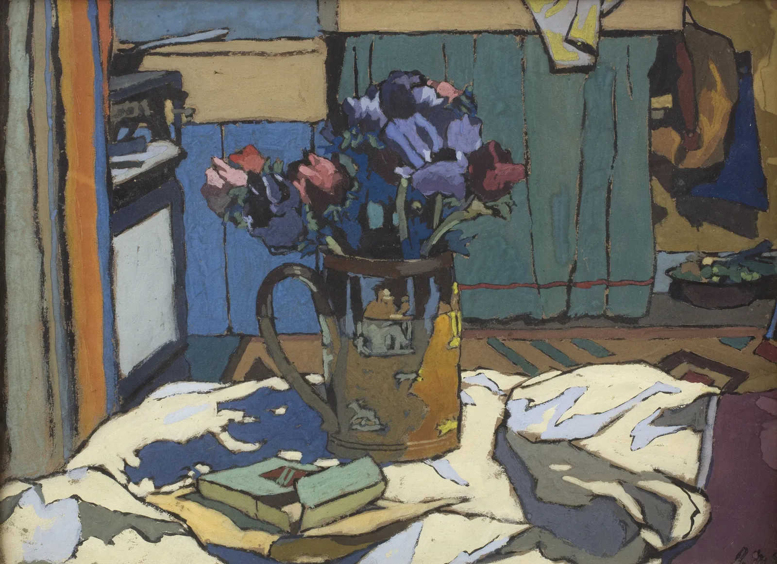 Cyril Mann, Anemones in a Jug, 1955 c.