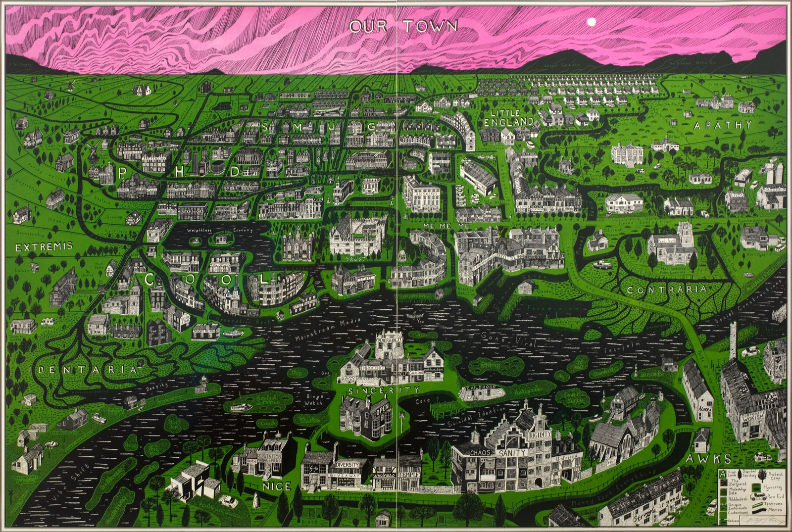 Grayson Perry, Our Town (green/pink), 2023