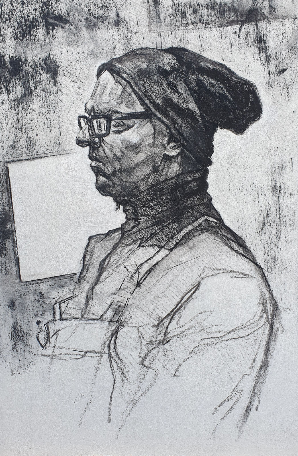 Mike Lang, Self Portrait with Wool Hat, 2023