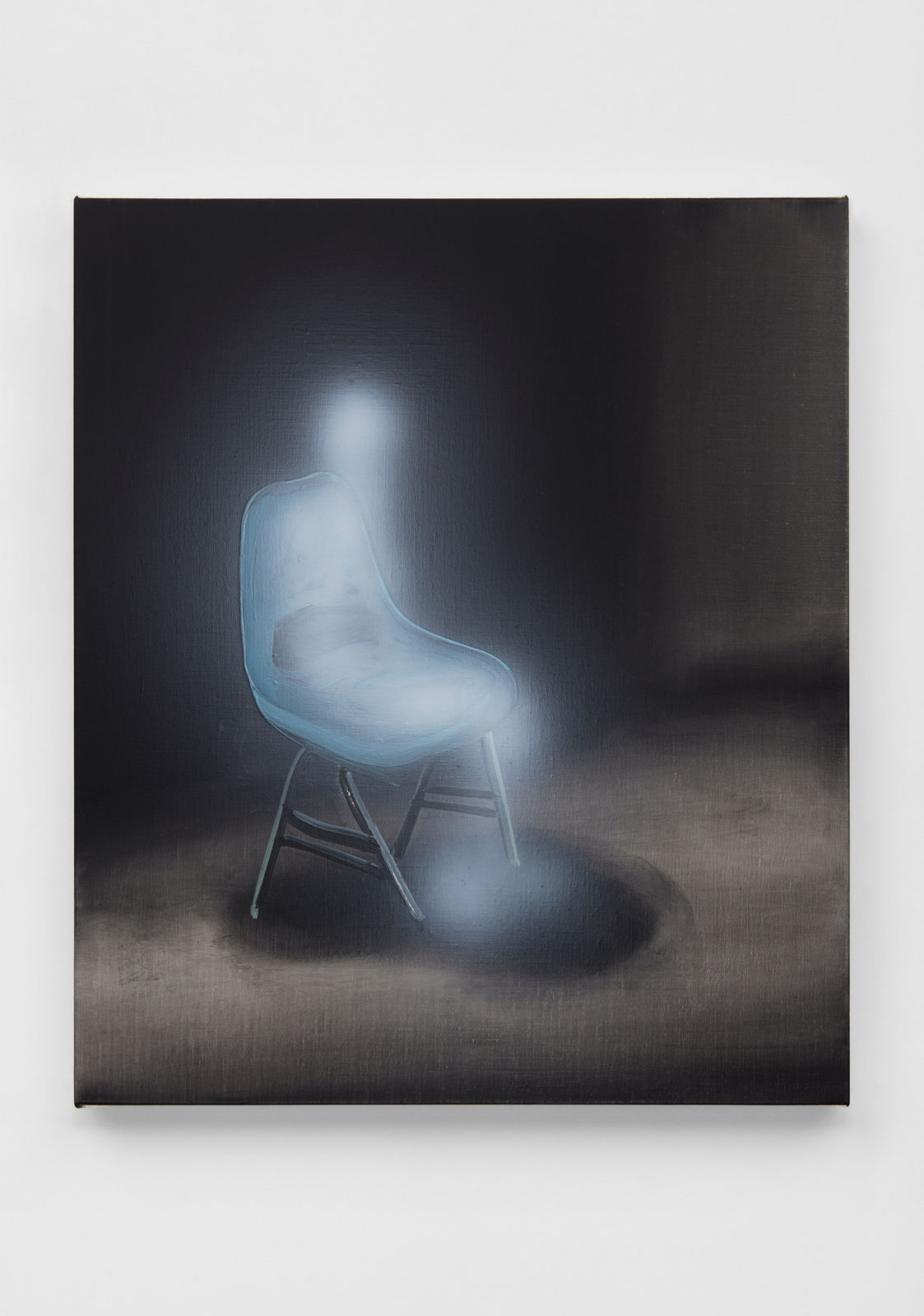 Tala Madani, Ghost Sitter (blue chair), 2020