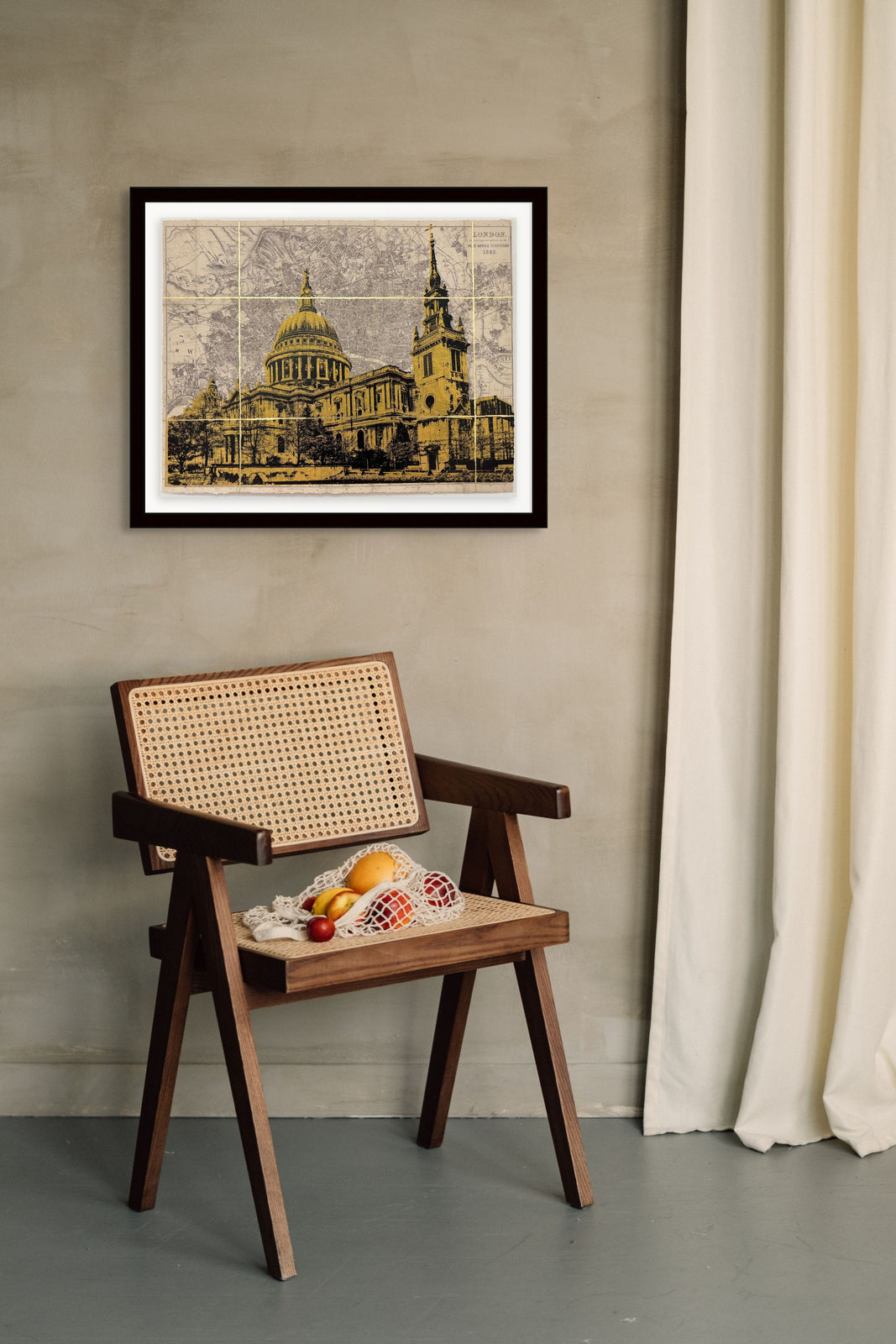 Angela Morris-Winmill, St Paul's Cathedral, Gold Ink (Framed)