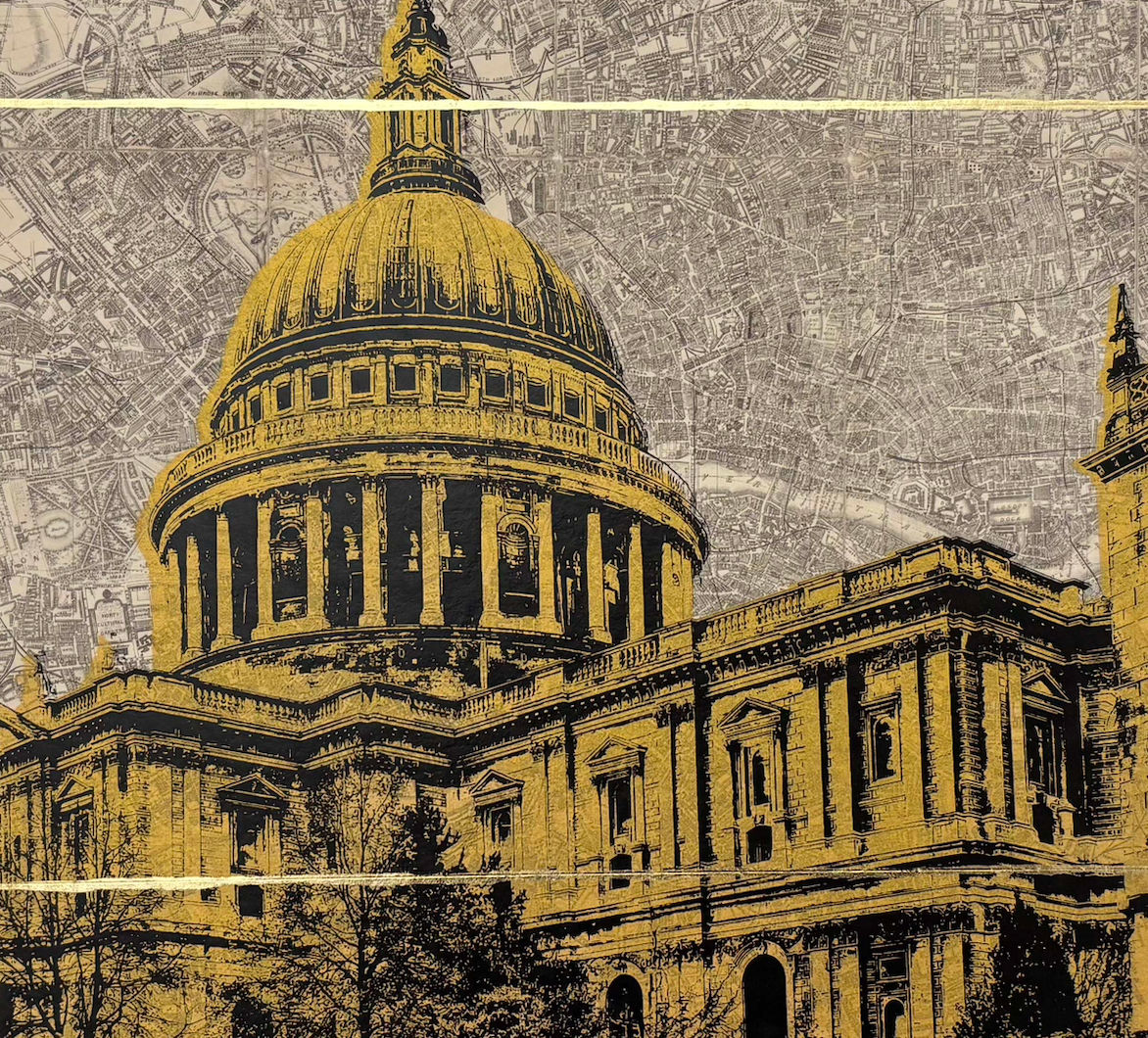 Angela Morris-Winmill, St Paul's Cathedral, Gold Ink (Framed)