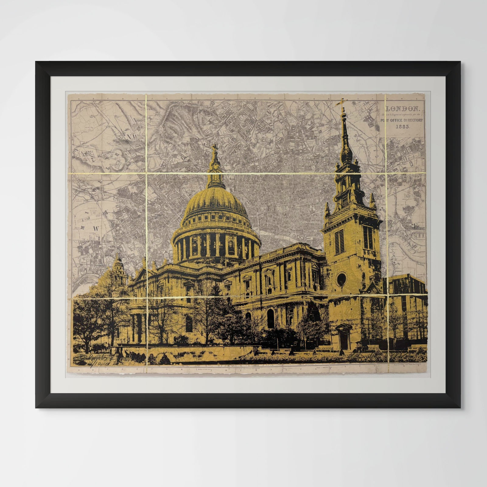 Angela Morris-Winmill, St Paul's Cathedral, Gold Ink (Framed)