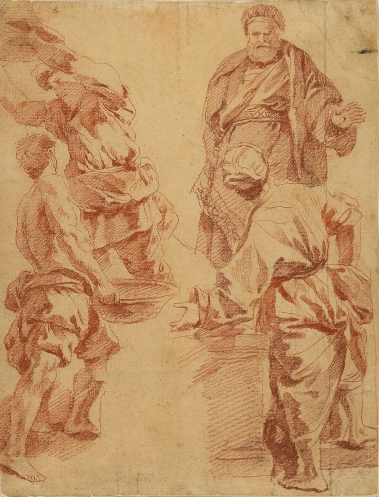 French School, 18th century, Studies of figures after The Feast at the House of Simon the Pharisee by Jouvenet, after the engraving by Duchange, c. 1760