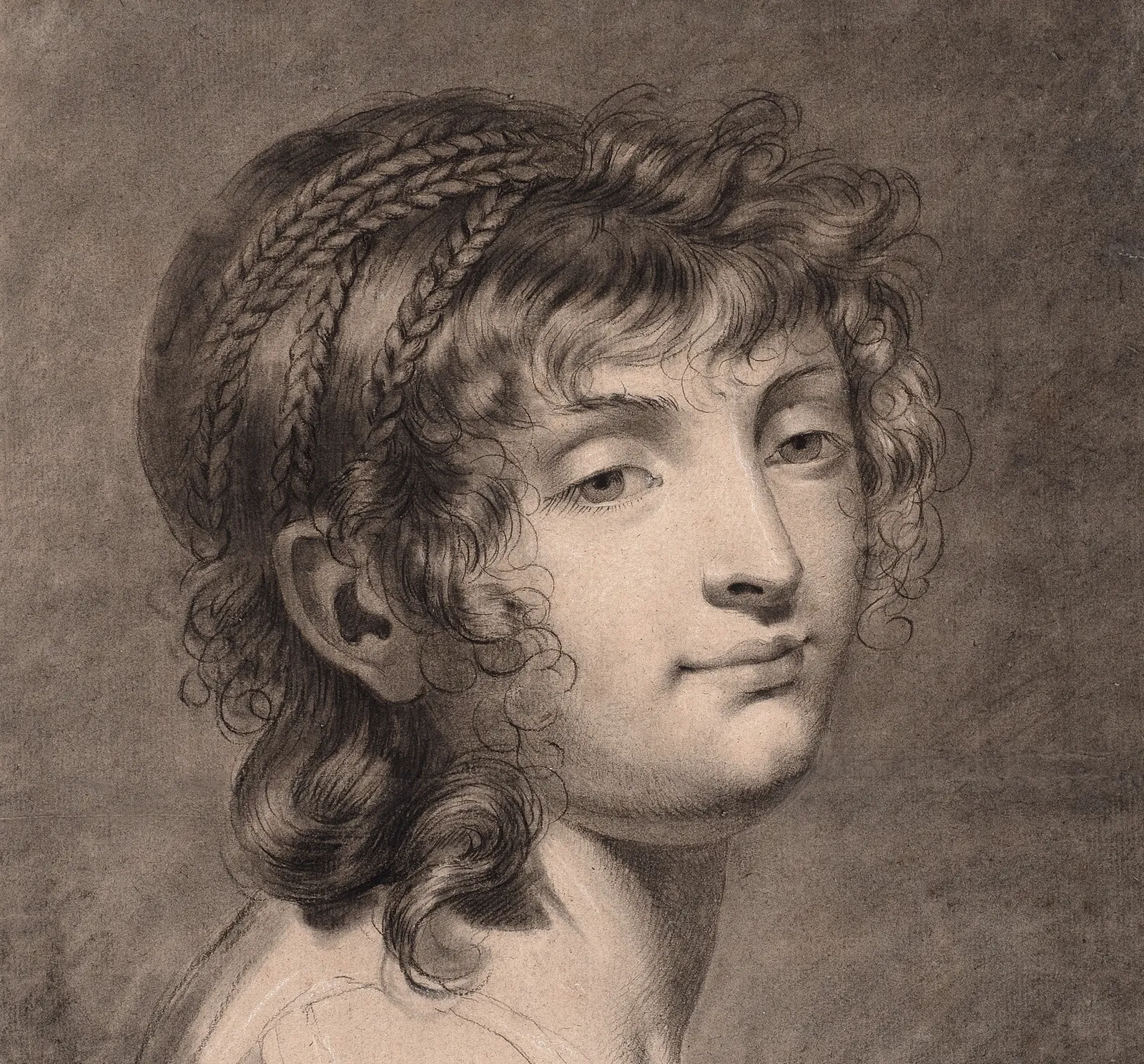 Pauline Auzou (Paris, 1775 – 1835), Portrait of a Young Woman with Braids, c. 1800