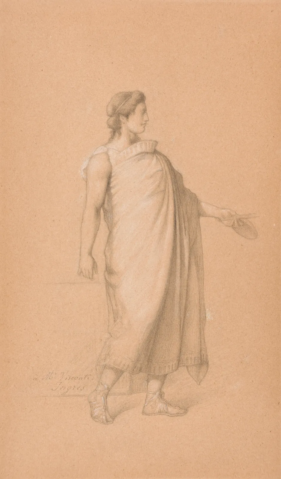 Jean Auguste Dominique INGRES (Montauban 1780 – 1867 Paris), Apelles holding his palette and brushes Late reinterpretation after The Apotheosis of Homer, c. 1860