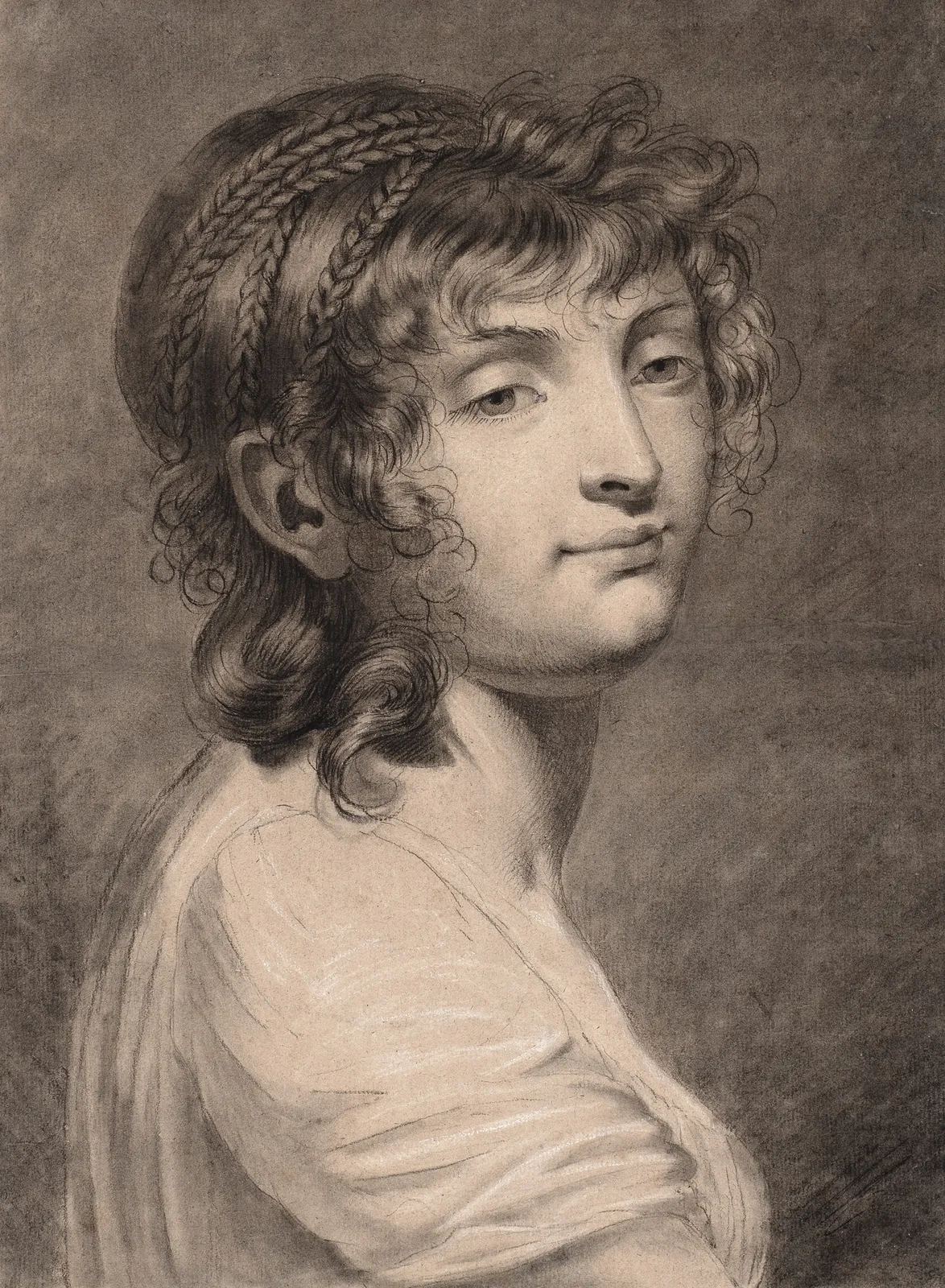 Pauline Auzou (Paris, 1775 – 1835), Portrait of a Young Woman with Braids, c. 1800