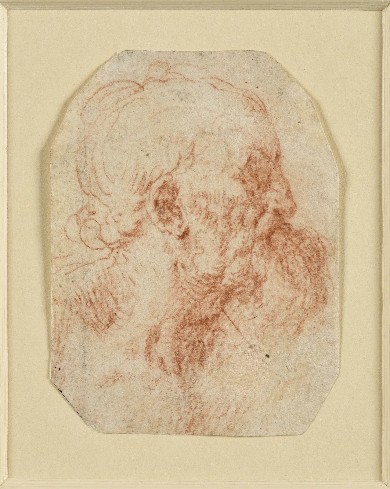 Milanese School, in the tradition of Leonardo da Vinci, 16th century, Study of a bearded man in profile to the right