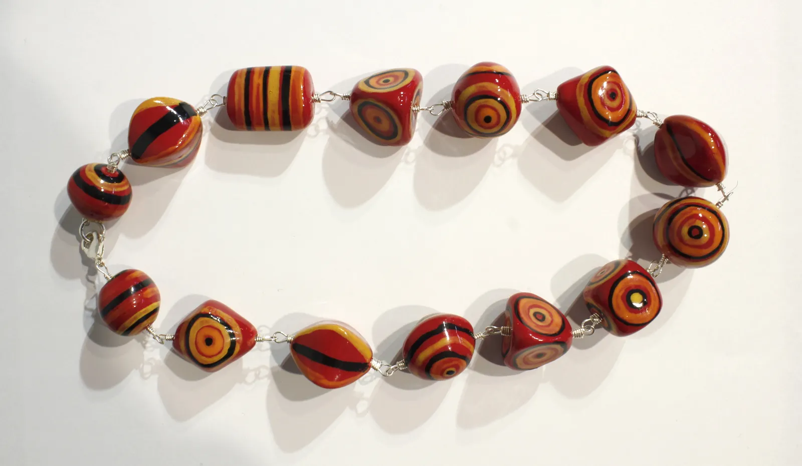 Elinor Lamond, Red and Orange Striped Necklace , 2017
