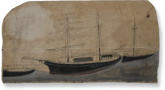 Alfred Wallis, Three Sailing Boats in Harbour