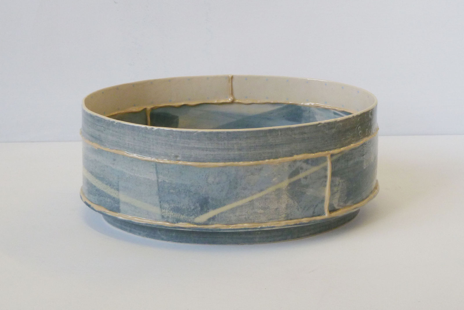 Emily-Kriste Wilcox, Short Oval Vessel, Navy Print with Yellow, 2017