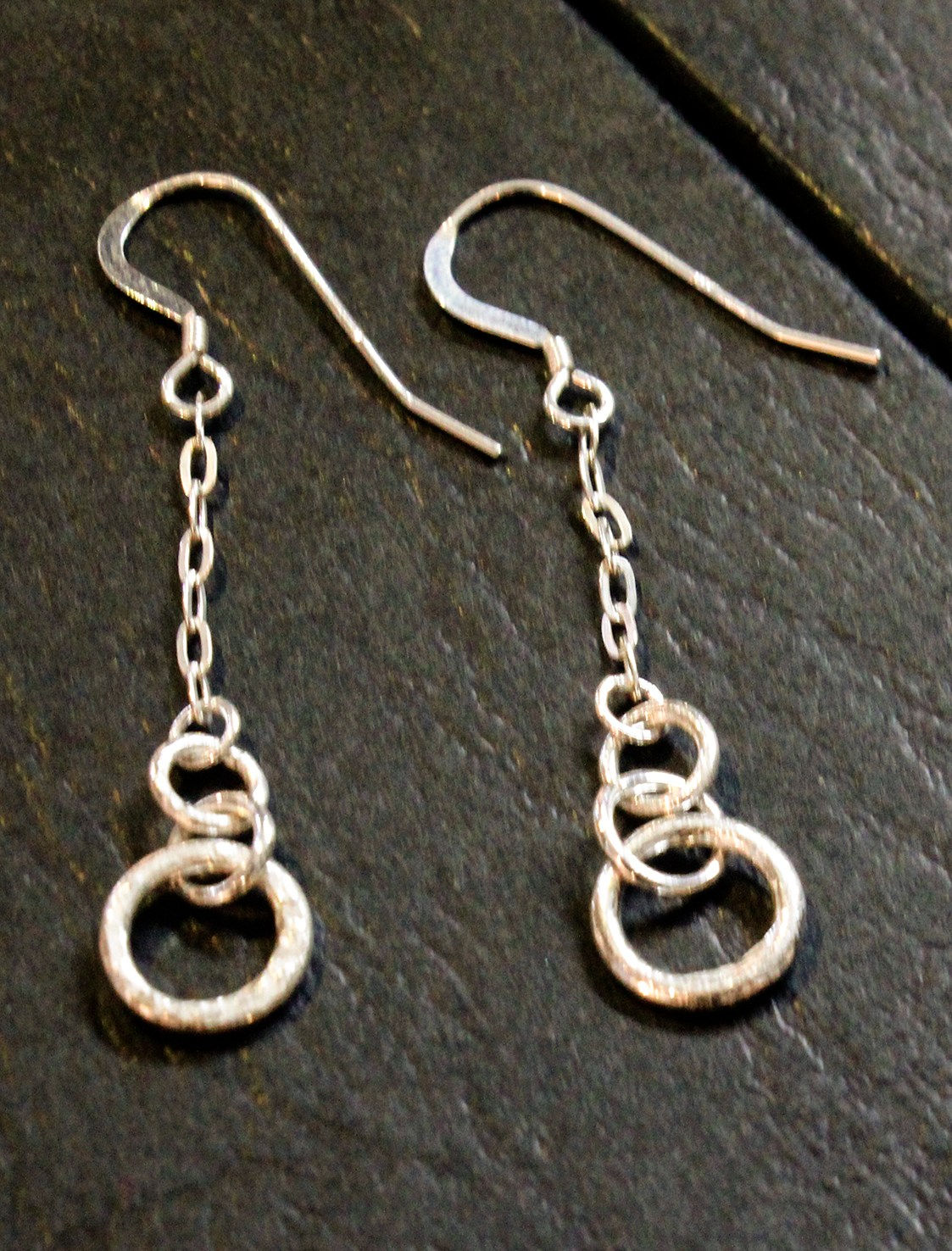 Lucy Coyne, Silver earrings, 3 links on silver chain, 2018