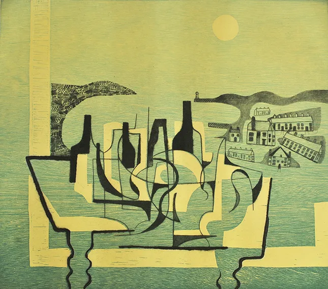 Trevor Price, Turned Wood Table and Bottle I, 2020