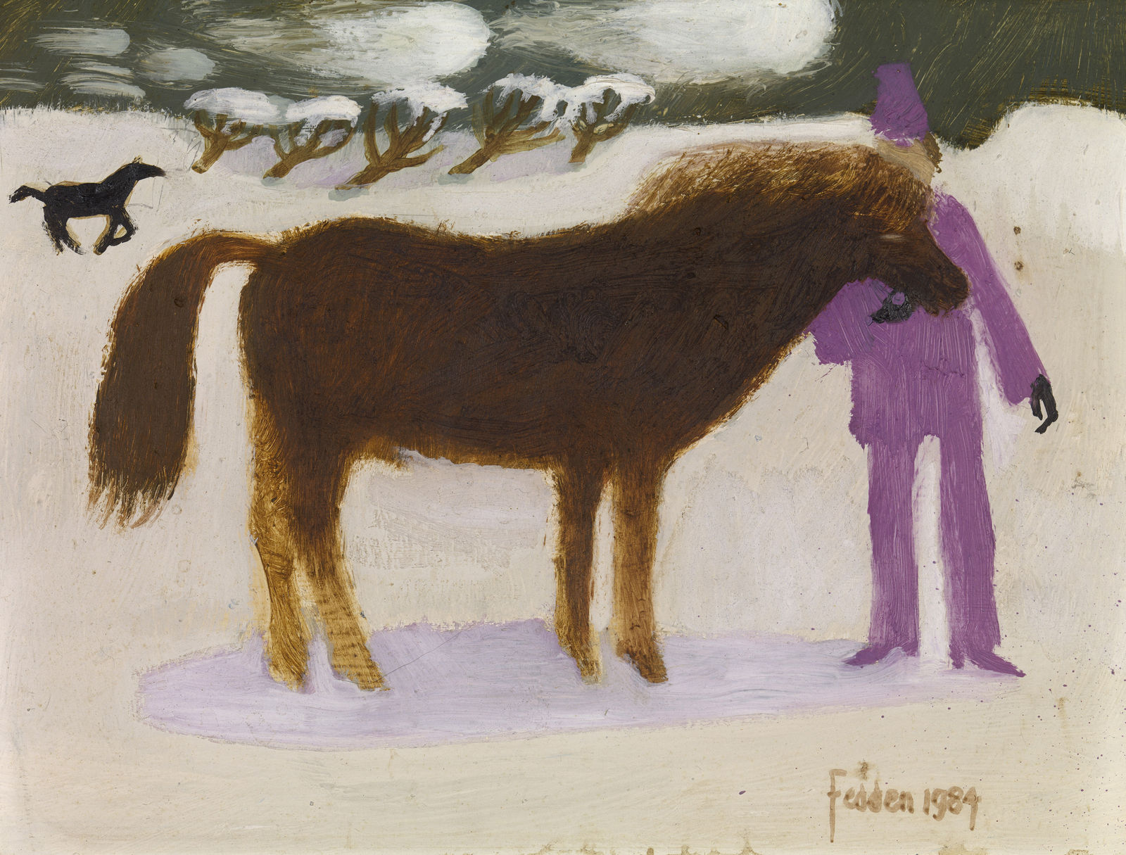 Mary Fedden, Ponies in Snow, 1984