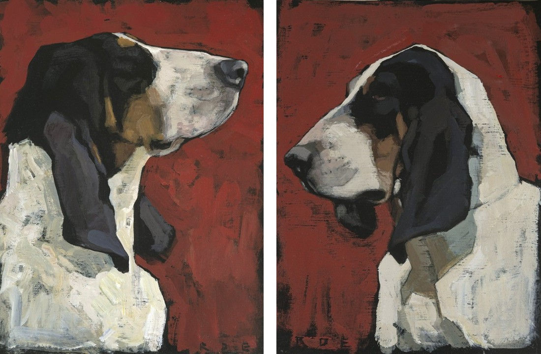 Romy Elliott, Hounds in Red (diptych)