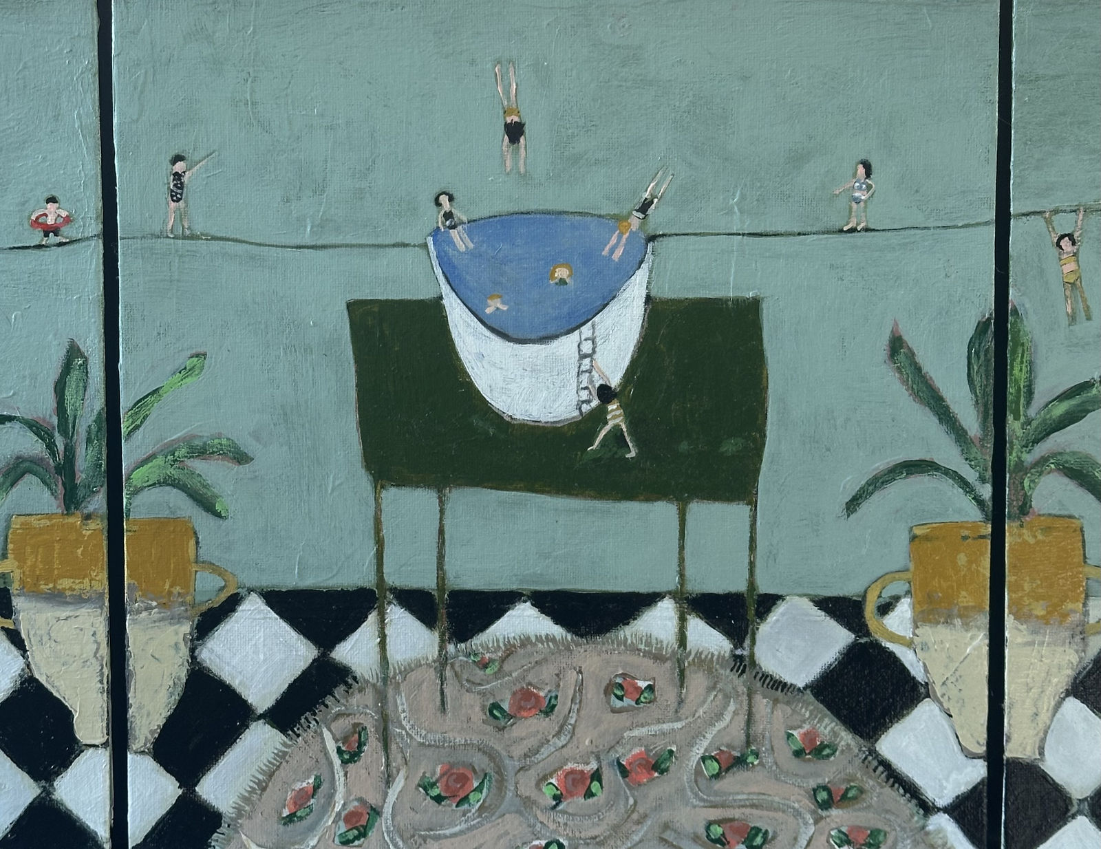 June Hughes, Tightrope Triptych, 2024