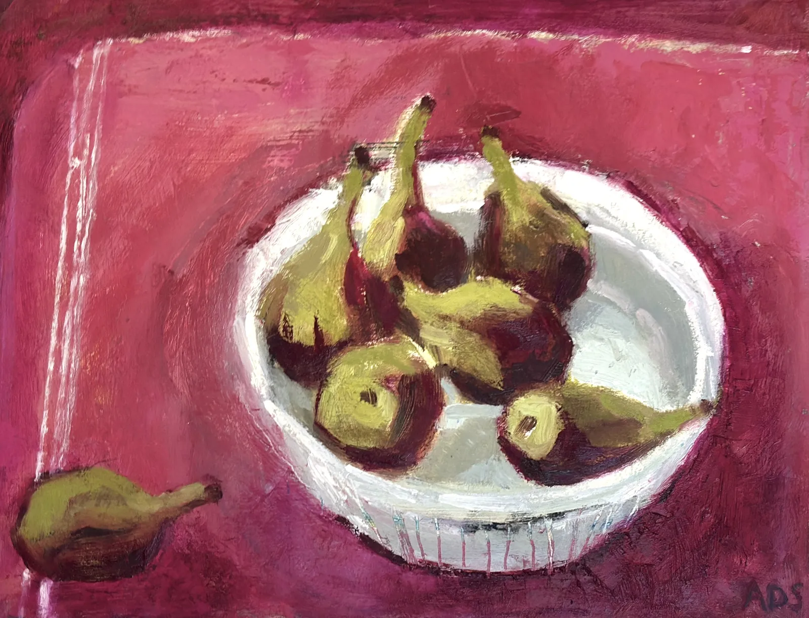 Anna Dixon-Smith, Figs on a Pink Table, 2026