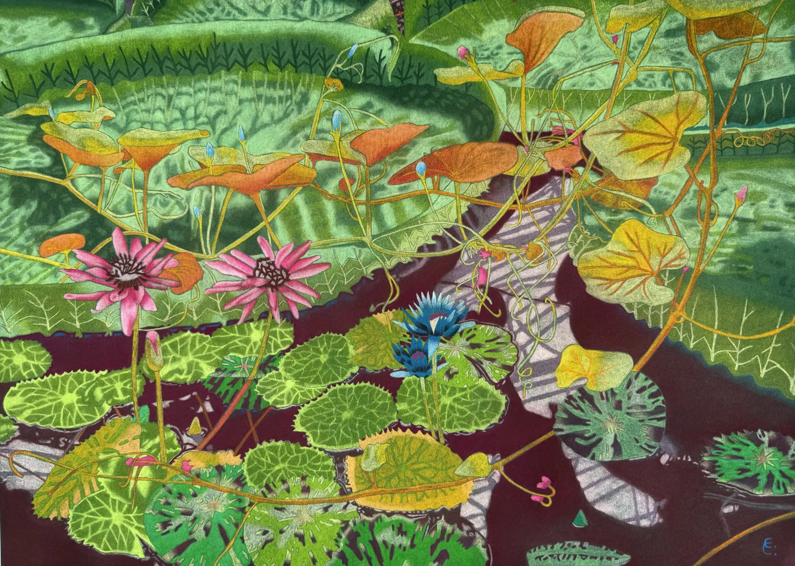 Cecilia Caulder, Waterlilies with Vines, 2025