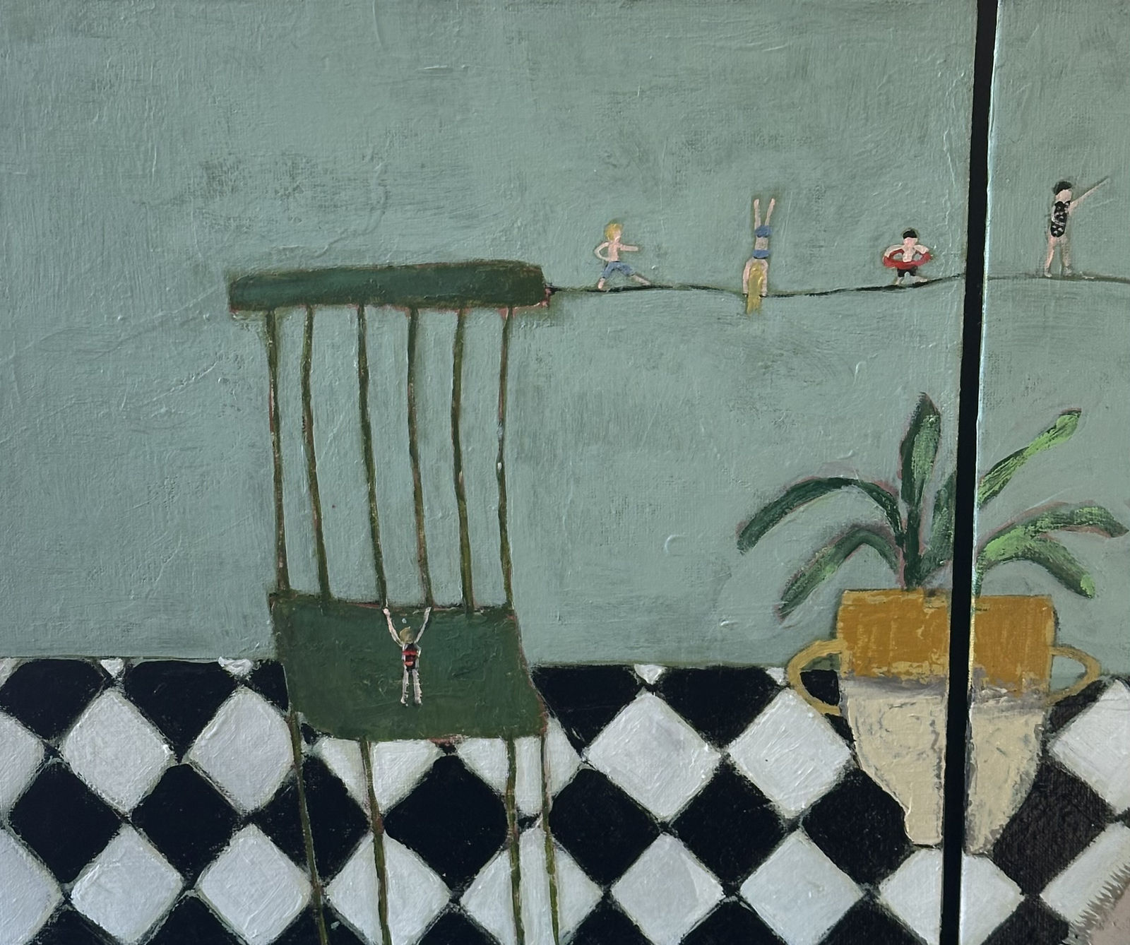 June Hughes, Tightrope Triptych, 2024