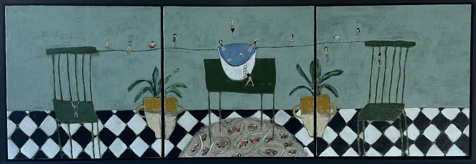 June Hughes, Tightrope Triptych, 2024