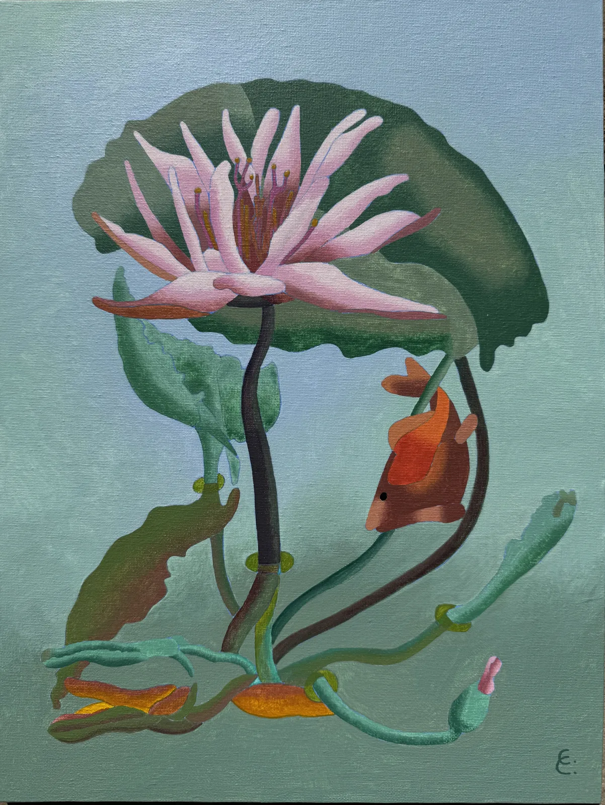 Cecilia Caulder, Waterlily with Fish, 2025