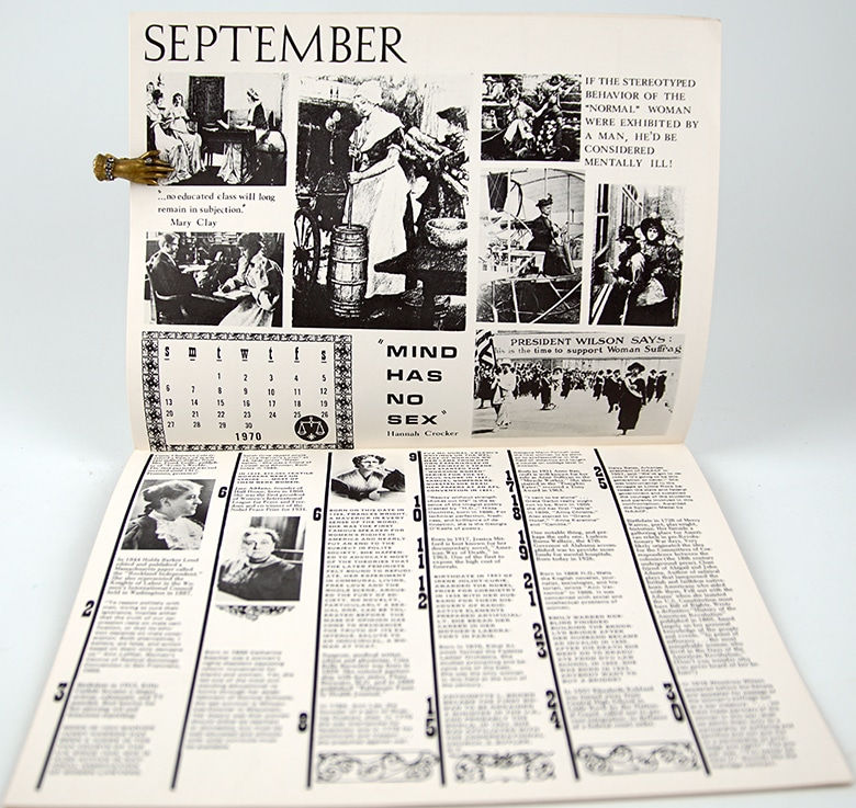 Women's Heritage Calendar and Almanac. Calendar page September