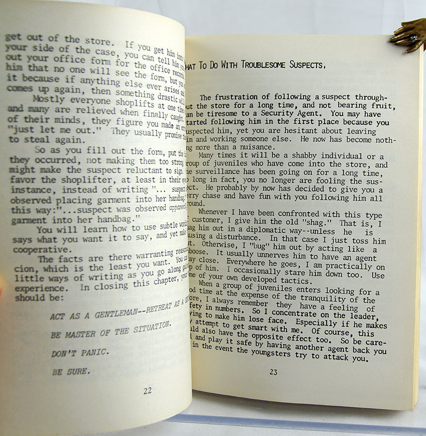 Shoplifting...A Manual for Store Detectives. Text spread