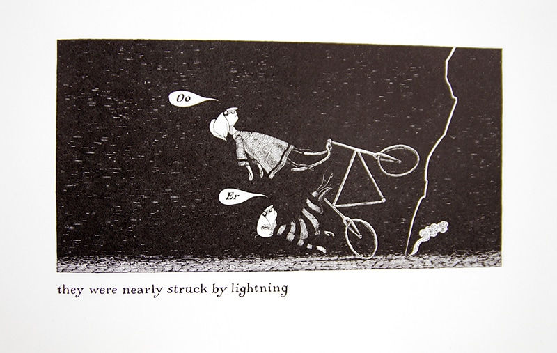 Uncorrected proof of The Epiplectic Bicycle by Edward Gorey. Illustration