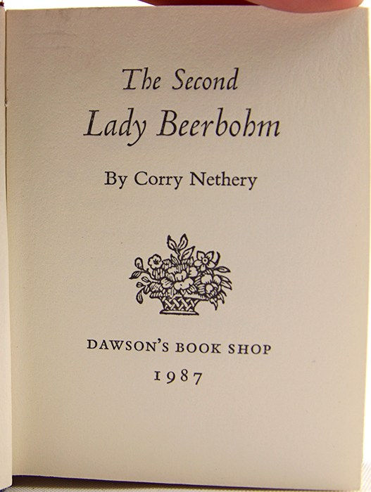 The Second Lady Beerbohm by Corry Nethery. Title page.
