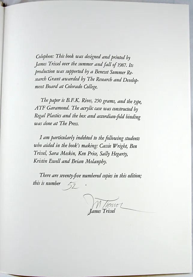 Color for the Letterpress. Colophon