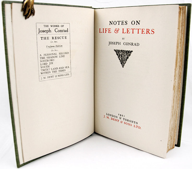 Notes on Life and Letters by Joseph Conrad. Title-page spread