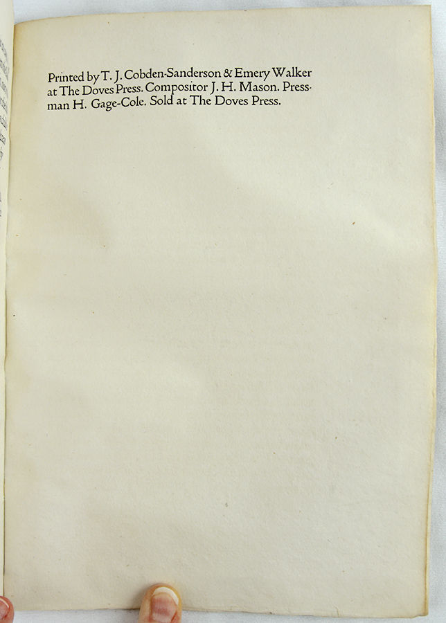 Unto This Last: Four Essays on the First Principles of Political Economy. Colophon page
