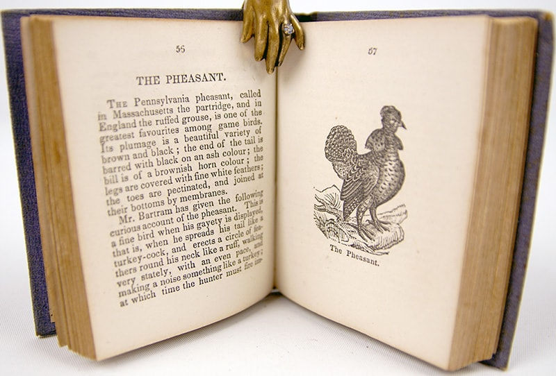 The Birds of America miniature book. Illustration and text spread