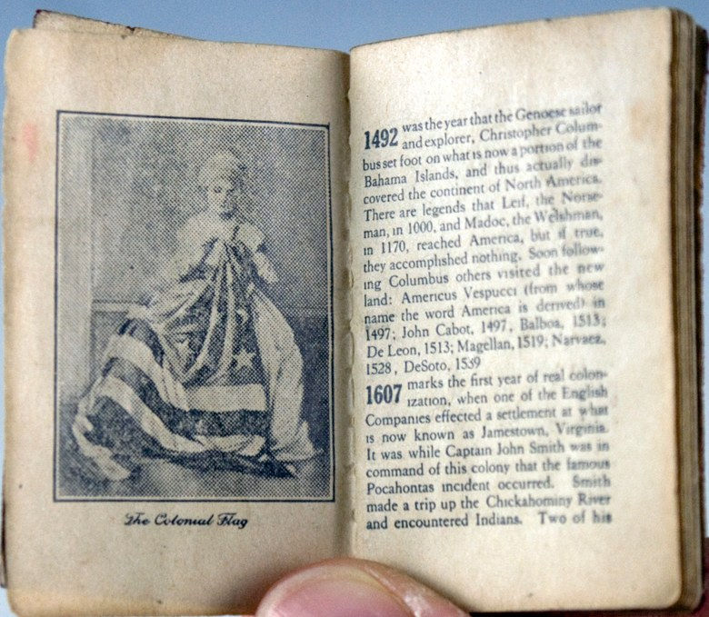 Tom Thumb History of the United States. Interior page with drawing of Betsy Ross.