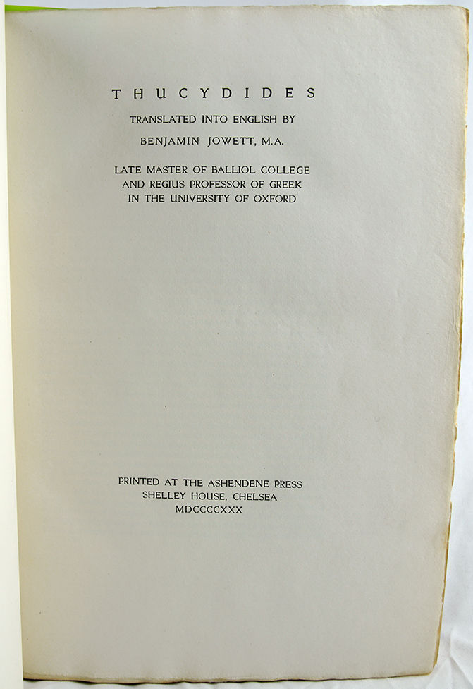 History of the Peloponnesian Wars. Title page