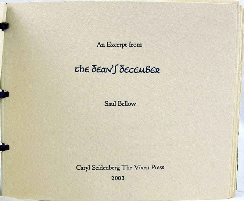 An Excerpt from The Dean's December. Title page