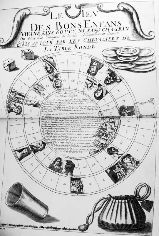 Le Noble Jeu de L'oie en France, de 1640 à 1950 / La Vie Quotidienne a Paris de 1820 à 1824 by Henry-René D'allemagne. Interior page, game illustration.