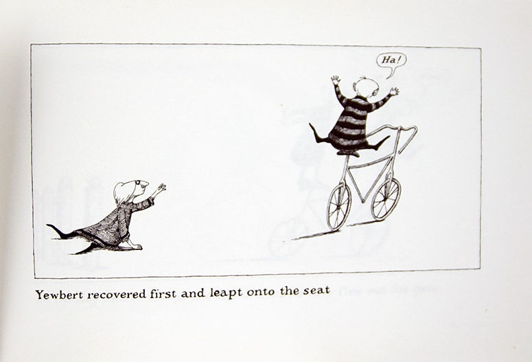 Uncorrected proof of The Epiplectic Bicycle by Edward Gorey. Illustration