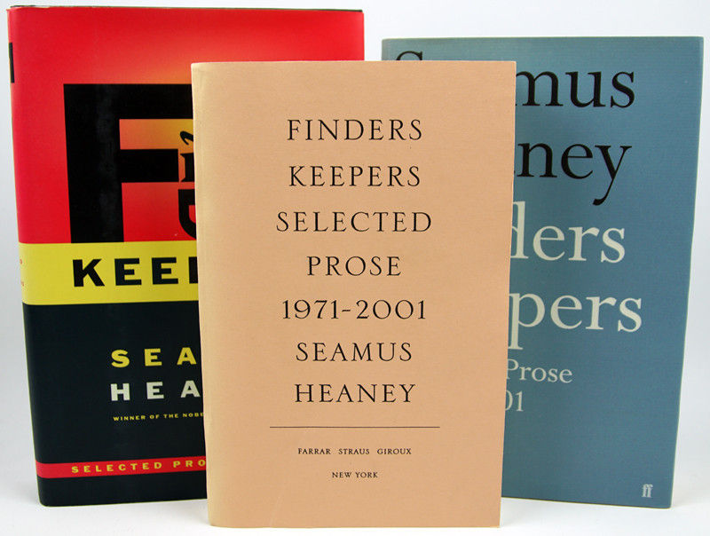 Finders Keepers by Seamus Heaney. Front covers of all three volumes.
