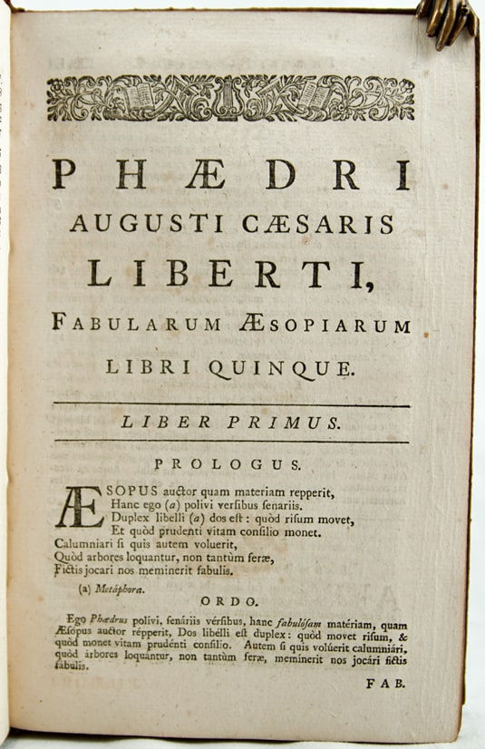 Phaedri Fabulae: or, Phaedrus's Fables. Title page